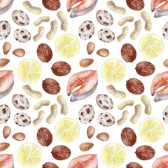 Watercolor background picture of healthy food Products
