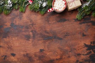 Christmas gift box and hot chocolate