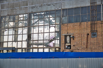 Destroyed industrial building, stairs to nowhere