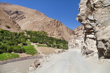 Pamir highway Panj river and Pamir mountains