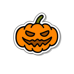 halloween pumpkin doodle icon, vector illustration