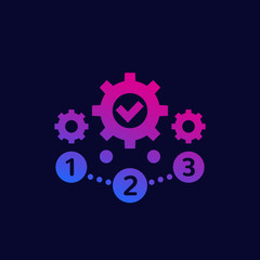 project management, 1, 2, 3 steps icon, vector