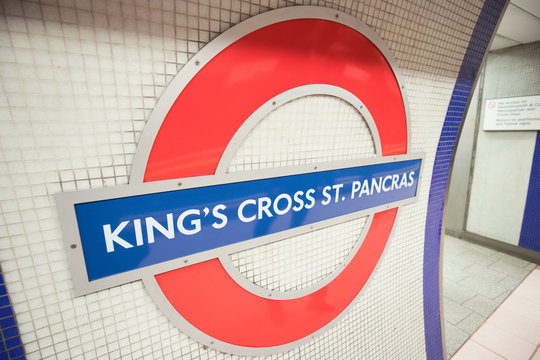 King's Cross St. Pancres Tube Sign on the Wall