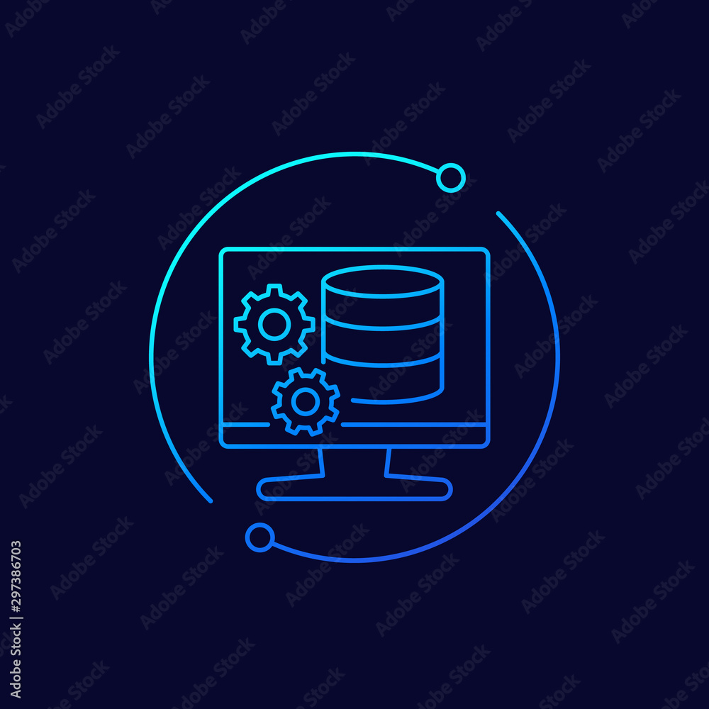 Poster database maintenance icon, linear design