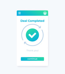 deal completed, vector mobile ui