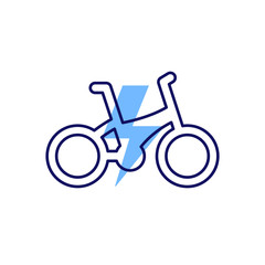 Electric bike, e-bike icon, line design