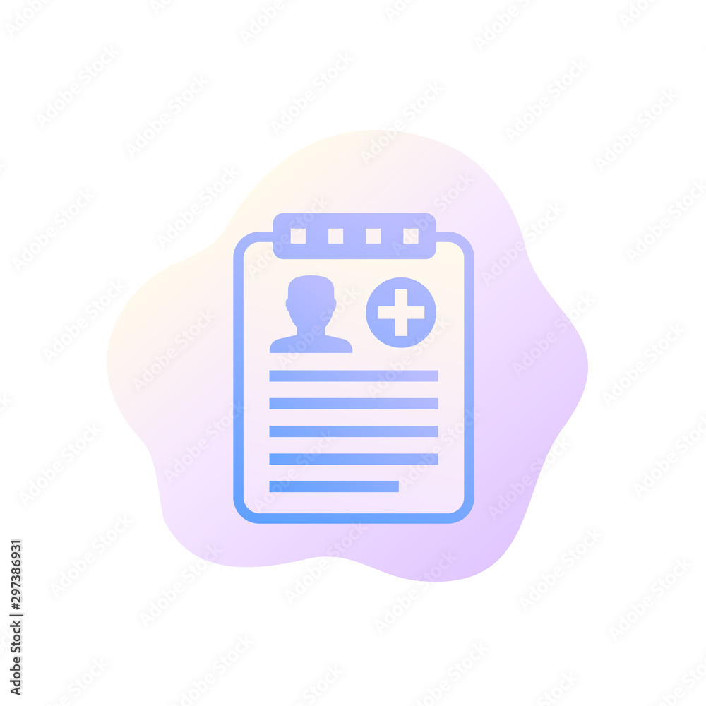 Sticker medical history, trendy vector icon