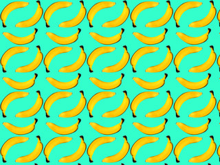 Seamless pattern of bananas on a light blue background. Print for fabric.