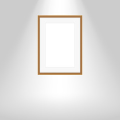 wood frames on gray wall, portrait brown wooden frame, mock up template picture frame, frames cute for photo, vintage wooden frames chic and luxury, mock-up frames for art gallery show and copy space