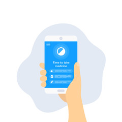 pill reminder app, vector design