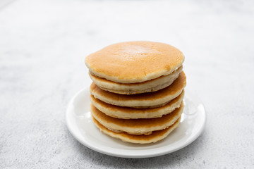 Pancakes breakfast or snack, isolated on white background.