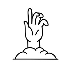 zombie hand doodle icon, vector illustration