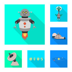 Vector illustration of science and cosmic sign. Collection of science and technology stock symbol for web.