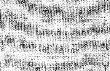 Rich, heavy fabric texture. Vector texture of weaving cloth. Grunge background. Abstract halftone vector illustration. Overlay for interesting effect and depth. Black isolated on white background.