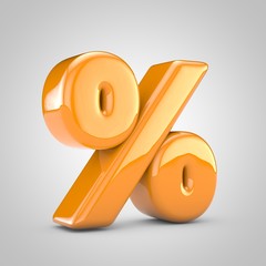 Orange 3d percent symbol isolated on white background