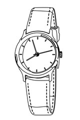 hand clock contour vector illustration