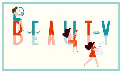 Beauty salon. Makeup. Decorative cosmetics. People