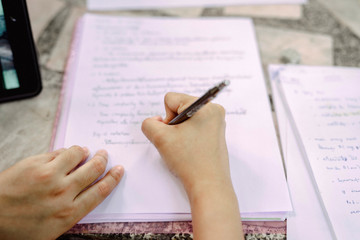 hands of business man and woman in office