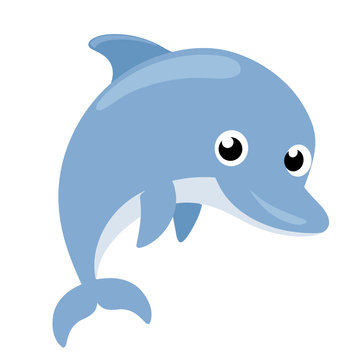 Illustration of a cute dolphin flat icon