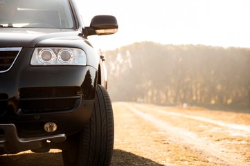 car headlights isolated. suv car front bumper