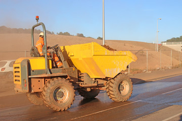 Dump truck on a road construction site © Jenny Thompson