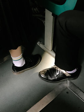 Close up view of footwear
