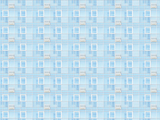 Construction background. Exterior of the building, facade, seamless texture. Balcones and windows