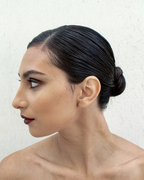 Portrait of woman looking aside