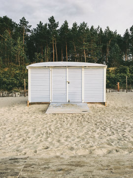 Wooden house on beach