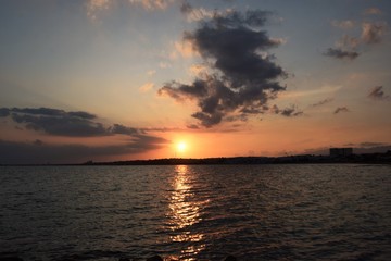 Obraz premium Beautiful sunset, sea, nature background 
