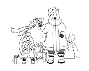 Vector bears. Drawing bear isolated on a white background. Vector Illustration