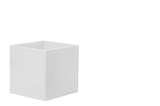 White wooden box on a white background