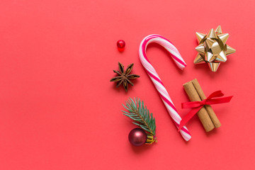 Christmas backgound with festive Christmas objects