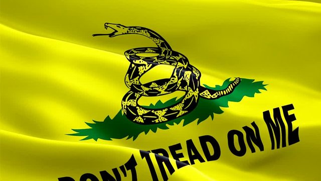 Gadsden American flag video. Don't tread on me United States waving snake flag video. Sign of Don't tread on me USA seamless loop animation. United States snake flag HD resolution Background. Gadsden 