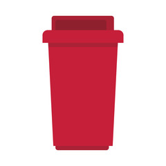 trash bucket icon, flat design
