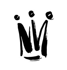 crown doodle icon. Modern brush ink. Isolated on white background. © farba2014
