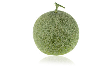 Green cantaloupe melon isolated on white background with clipping path.