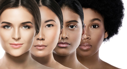 Different ethnicity women - Caucasian, African, Asian and Indian.