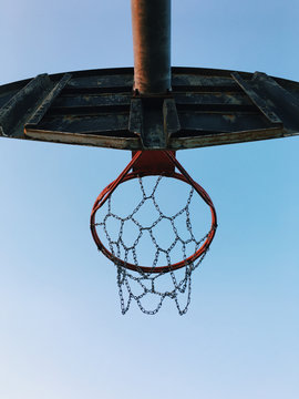 Low angle view of basketball hoop