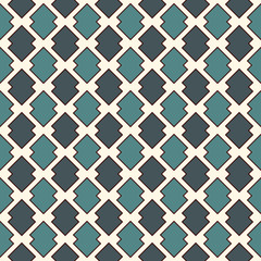 Seamless pattern with diamond grid. Arrows motif. Simple print with repeated pointers. Geometric abstract background.