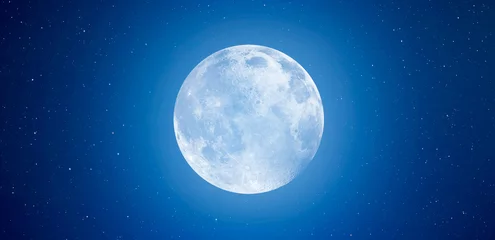 Crédence de cuisine en verre imprimé Pleine lune Pleine lune bleue contre galaxie de la voie lactée &quot Éléments de cette image fournis par la NASA&quot 