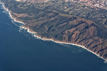 Aerial view of the Pyrenees and the Atlantic Ocean