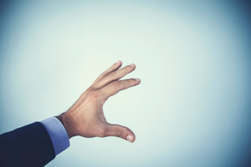 man touching in screen