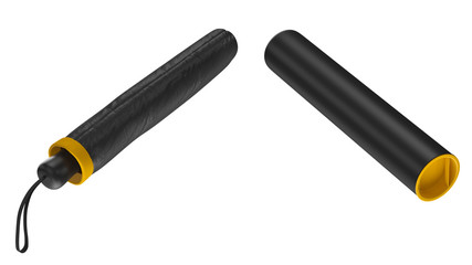 Umbrella parasol closed modern black. 3D rendering