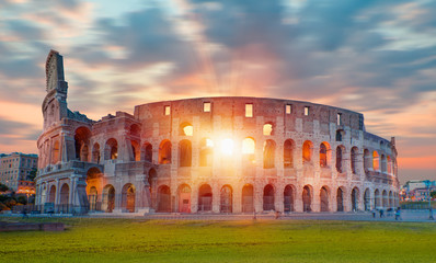 Fototapeta na wymiar Colosseum in Rome at amazing sunset - Colosseum is the most landmark in Rome.