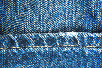 Close up denim jeans texture with seam / Fasion concept