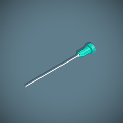 isometric syringe needle illustration.
