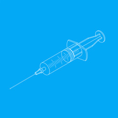 isometric medicine disposable syringe illustration.