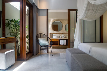 A chair in a corner of a modern interior, a cozy corner in room