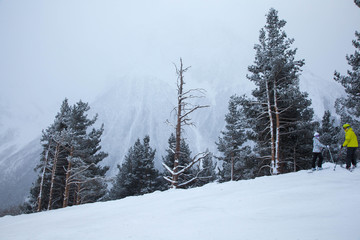 The Caucasus mountains and the ski resort 